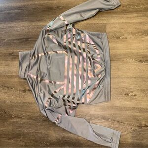 Grey and pink crop Adidas track jacket